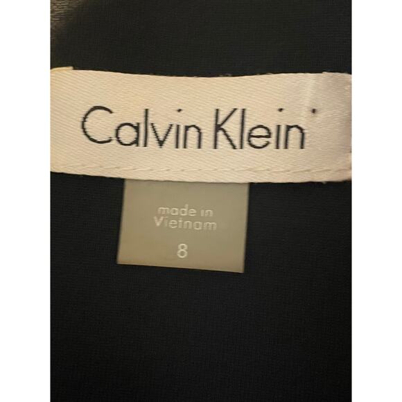 Calvin Klein Black Sheath Dress NWT Studded Choker V-Neck Scuba Knit Sz 8 Party - Picture 2 of 10